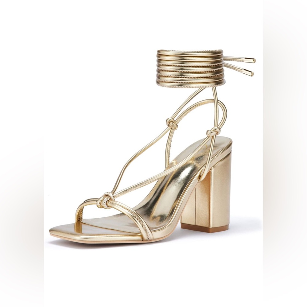 GENSHUO Amazon Square Toe Heels Strappy Sandals